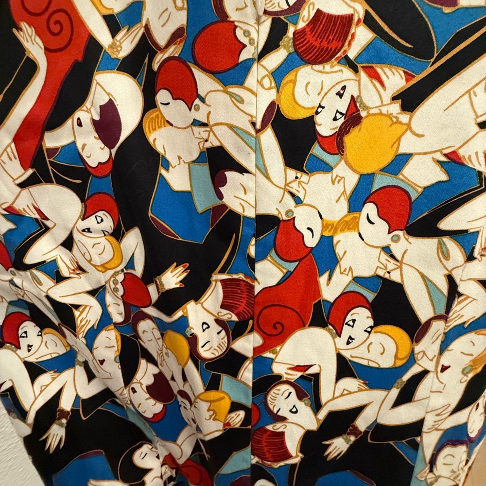Carolina Herrera Archive Print Collection Tango Dancers Faux Wrap Dress. - Picture 4 of 9